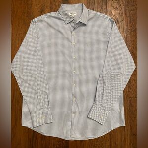 Peter Millar Blue and White Checkered Casual Button Down Shirt
